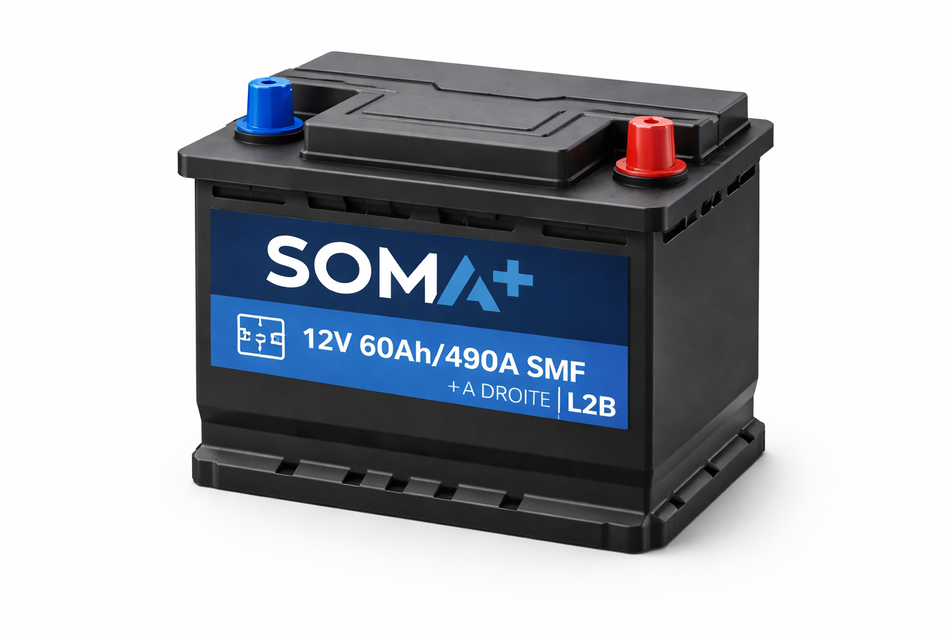 BAT SOMA+ 12V 60AH/490A SMF+A DROITE L2 BASSE