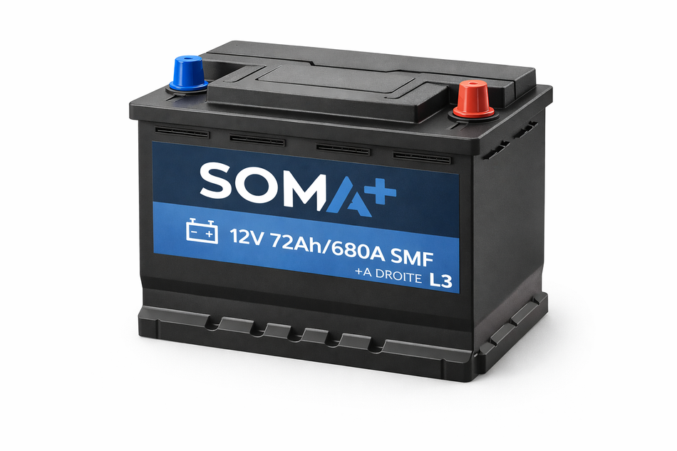 BATTERIE SOMA+ 12V 72AH/680A SMF +A DROITE L3