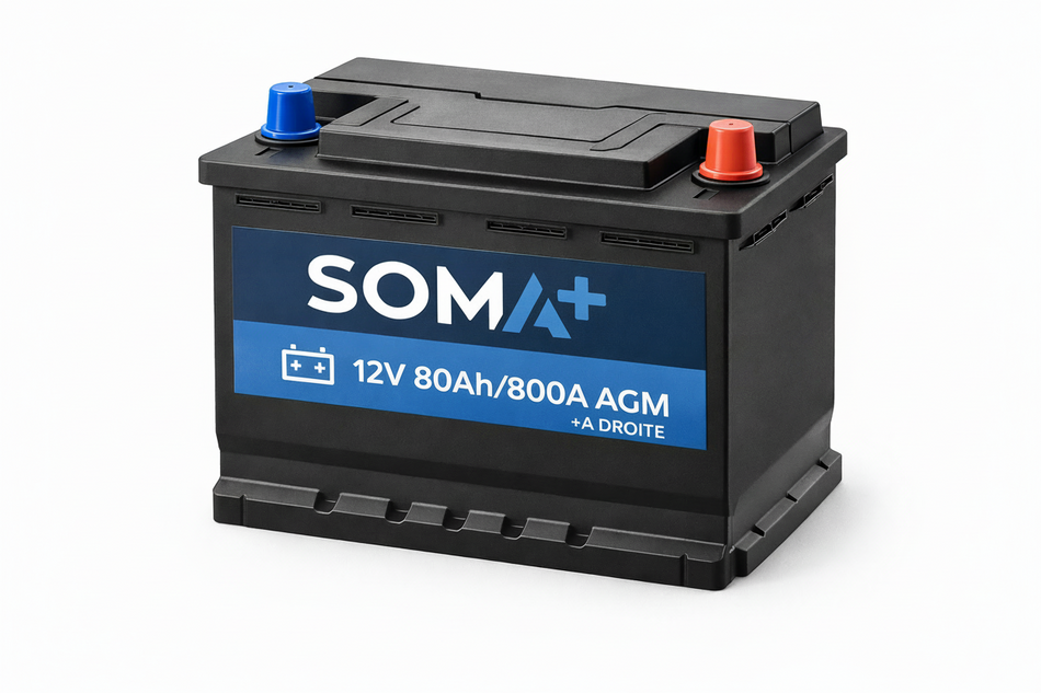 BATTERIE SOMA+ 12V 80AH/800 AGM +A DROITE