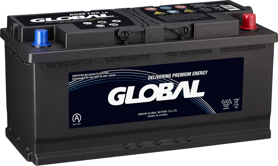 BATTERIE GLOBAL 12V 95AH +D START&STOP AGM 850A(EN) 353X175X190