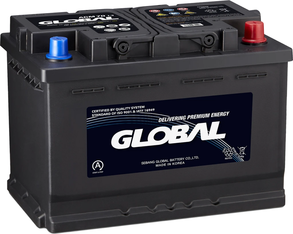 BATTERIE GLOBAL 12V 70AH +D START&STOP AGM 760A(EN) 278X175X190