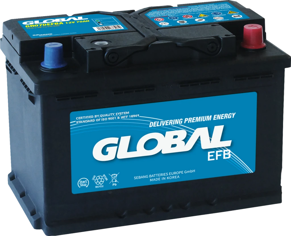 BATTERIE GLOBAL 12V 70AH +D START&STOP EFB 680(EN) 278X175X190