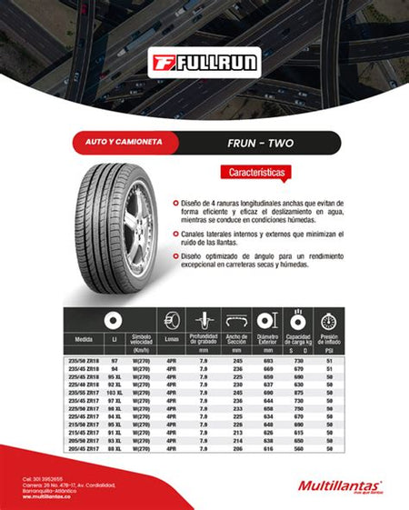 205/50R17 FULLRUN 93W XL FRUN-TWO